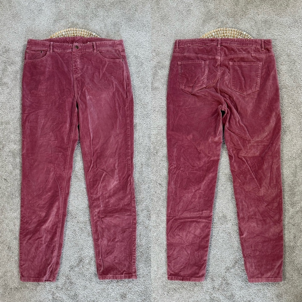 Soft Surroundings Women’s Velvet Corduroy Skinny Pants High Rise Berry Pink TL